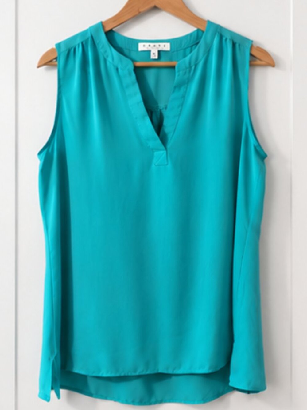 CHAUS New York Teal Sleeveless Blouse Size Medium Flowy Career Chic Tank Top